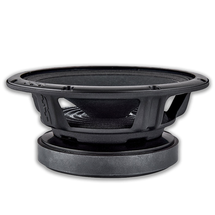 Pair of Deaf Bonce Apocalypse 6.5" Midrange Speakers 130W RMS 4-Ohm AP-M61SE top down side angle picture of a single speaker.