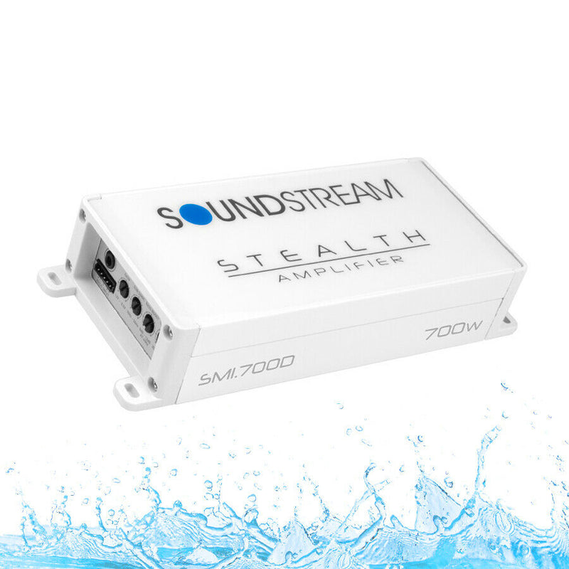 Soundstream SM1.700D 700W 2-Ohm Marine Monoblock Amplifier Water Resistant Side View of the Amplifier