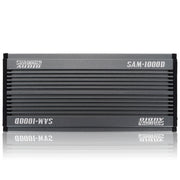 Sundown SAMv2 1000W Monoblock Amplifier, IP67 waterproof and 1-ohm stable. Compact, rugged, and built for powersports, marine, and motorcycle audio Amplifier Front View