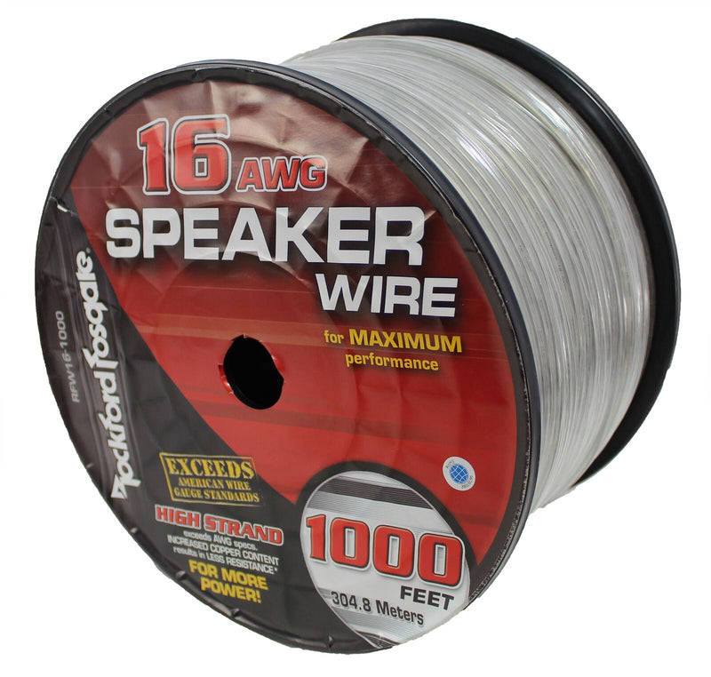 Rockford Fosgate 16 AWG 100% OFC Speaker Wire Silver/Black Lot Cut By The Foot