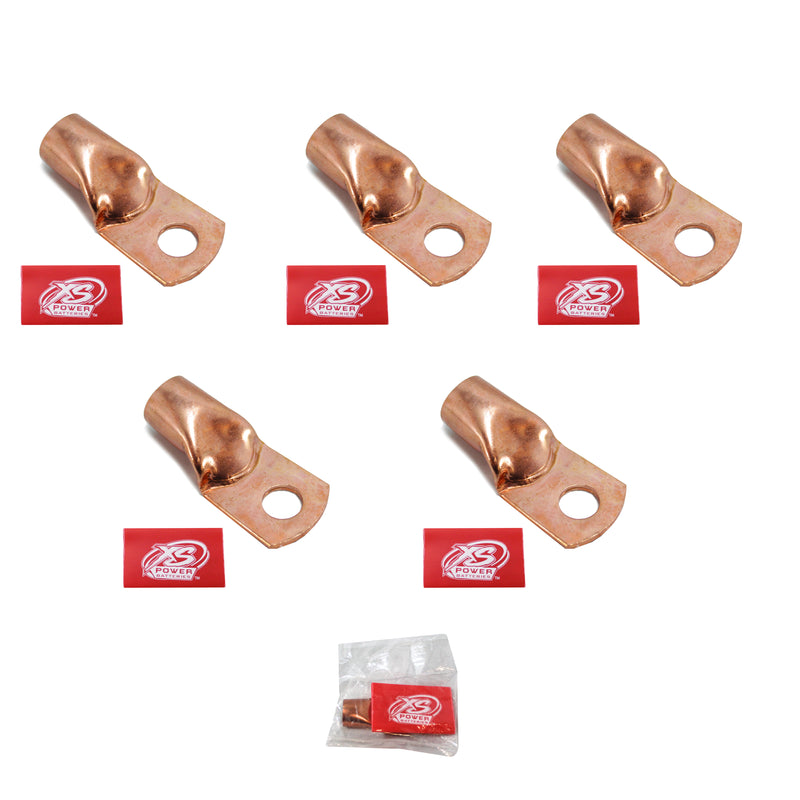 5 x XS Power 1/0 Gauge Copper Terminal Rings w/ Red Heat Shrink Wrap RT0G-RD