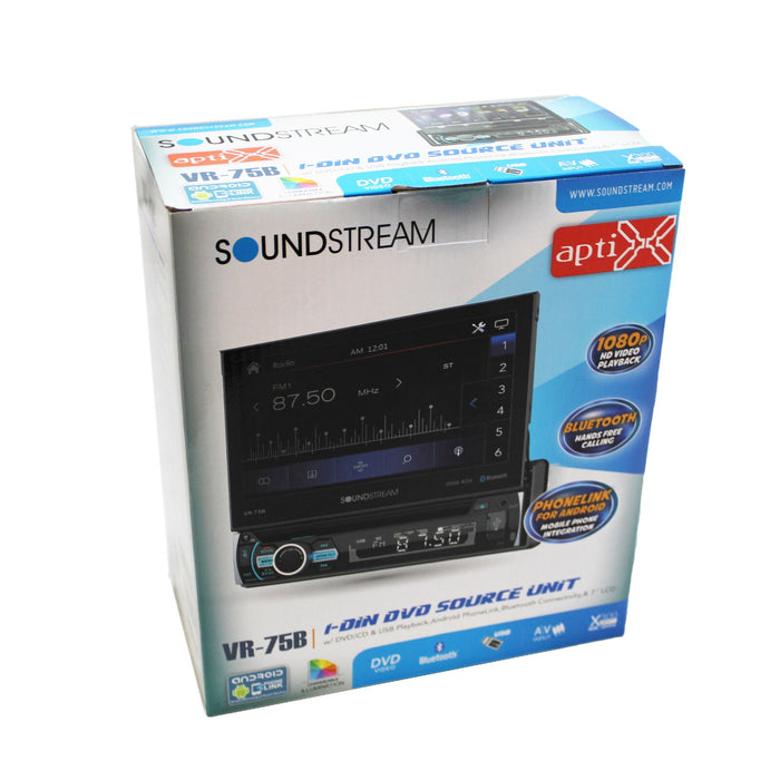 Soundstream 1-DIN Flip Up 7" LCD Bluetooth/CD/DVD Radio w/10 Band EQ VR-75B