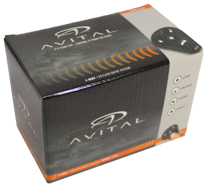 Avital 1-Way Keyless Entry System with Two 4 Button Remotes + 4 Door Locks