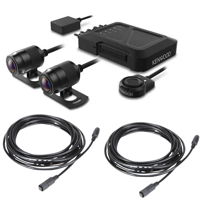 Kenwood 2MP HD Dash Cam With GPS & Rear-View Camera Plus (x2) 5M Extension cables
