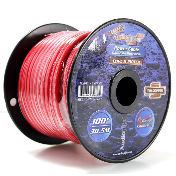 Audiopipe 8 GA Stranded OFC Tinned Copper Marine Power/Ground Wire Red Lot