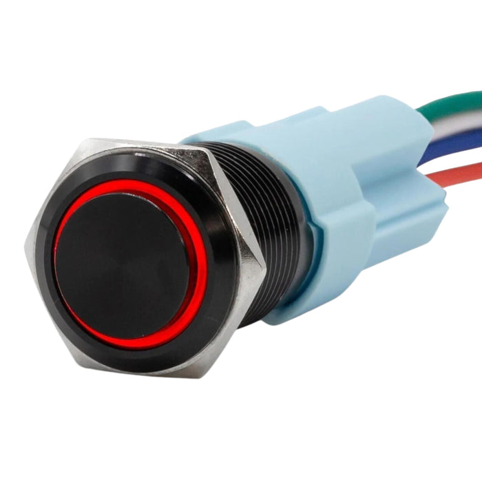 Sparked Innovations Universal Black Latching Push Button Switch w/Halo Ring LED