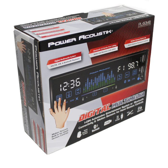 Power Acoustik 1-DIN Digital Media Bluetooth Radio AM/FM with Motion Sensors