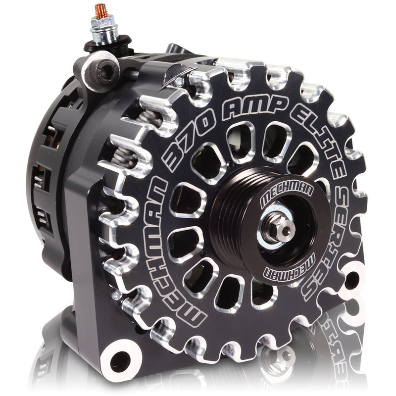 Mechman E-Series 370 Amp Black Billet Alternator For 2014-2020 GM 6.2L Truck