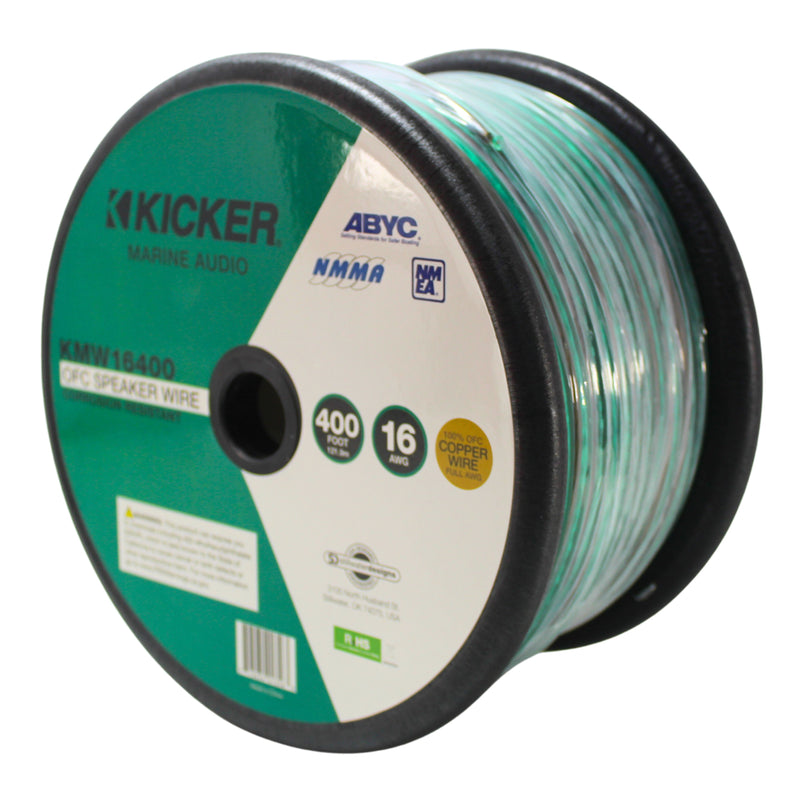 Kicker Marine 16 GA Silver Tinned OFC Speaker Wire Green/Clr Lot Cut By The Foot