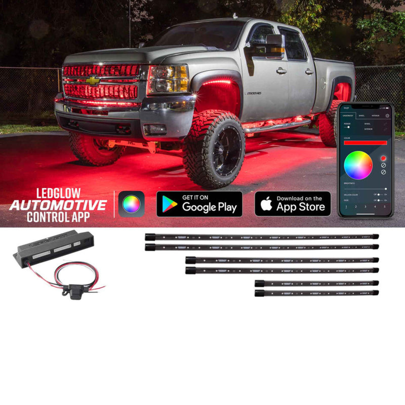 LEDGlow 6pc Million Color Bluetooth Truck Underglow Lighting Kit