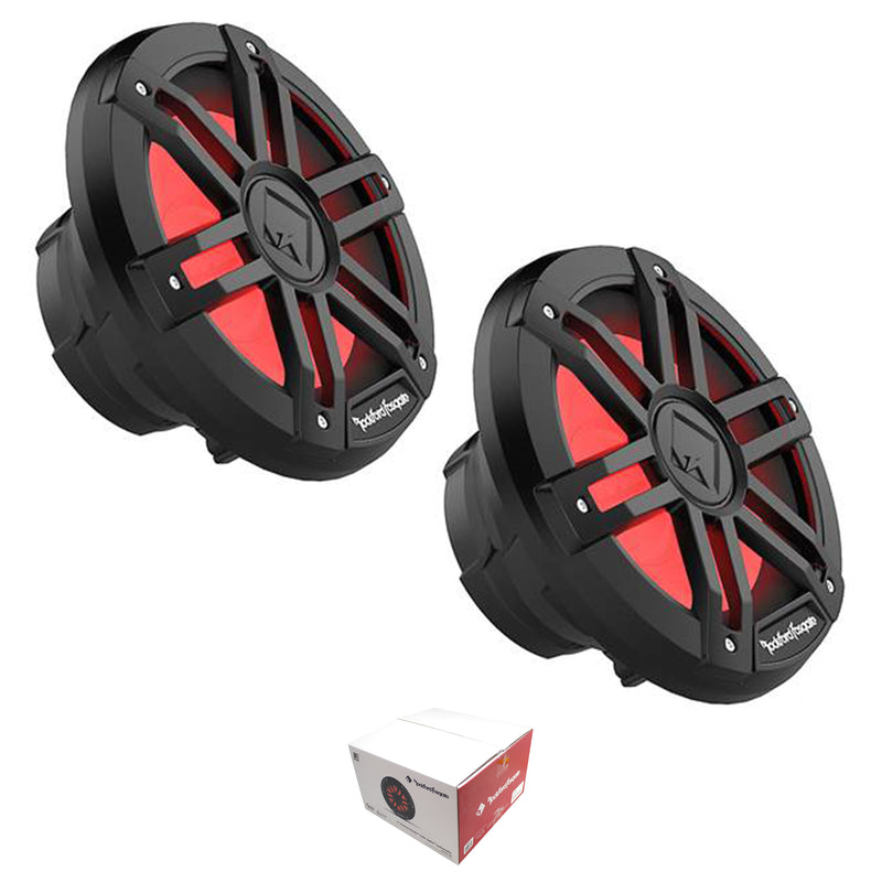 2x Rockford Fosgate 8" Black Marine Subwoofer DVC 4-Ohm 1200W RGB LED M1D4-8B