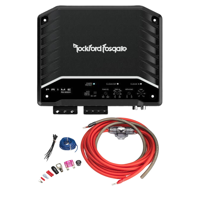 Rockford Fosgate Prime 500W RMS 2 Ohm Monoblock Subwoofer Amplifier +Install Kit