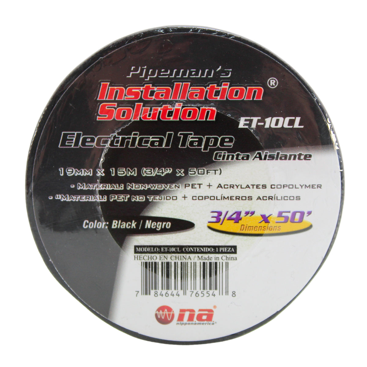 Pipeman's Installation Solution 3/4in x 50ft Electrical Tape Black ET ...