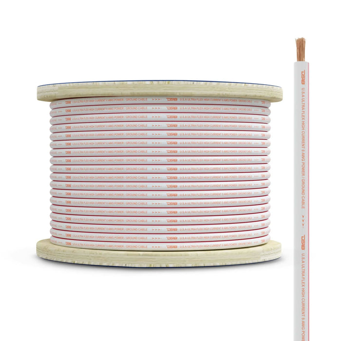 DS18 8 AWG 100% Oxygen Free Copper Marine Power/Ground Wire Red/White Lot