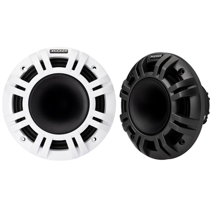 Kicker 8" RGB Coaxial Marine Speakers 500W Peak 4Ohm Black White Grills 48KMXL84