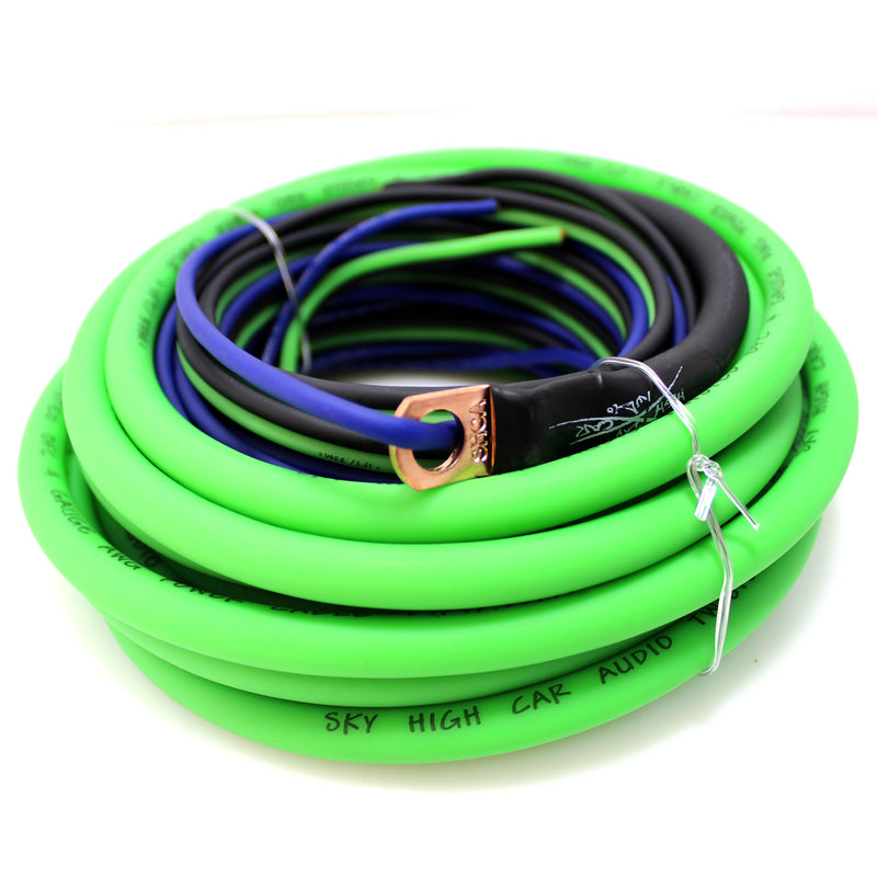 Sky High Car Audio 4GA OFC Amplifier Wiring Kit Green Power Black Ground