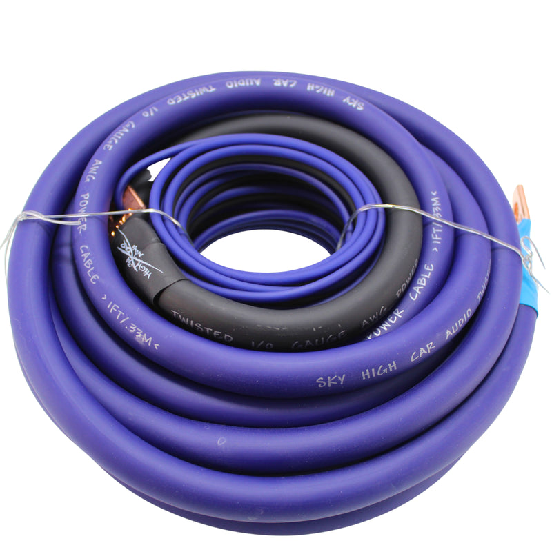 Sky High Car Audio 1/0 GA CCA Amplifier Wiring Kit Blue Power Black Ground