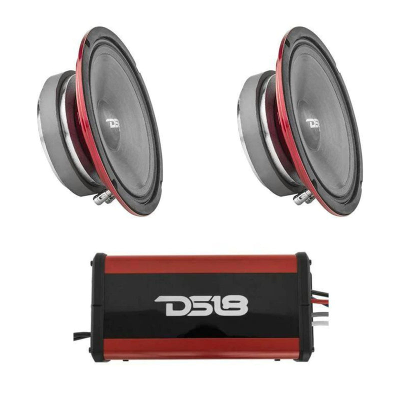 DS18 6" Speaker 400W 2ohm x 2ch Class D Amp Marine Combo Waterproof ATV
