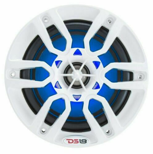 DS18 8" 750W 4 Ohm Power Sport Marine Speakers RGB LED Hydro 1 PAIR White NXL8