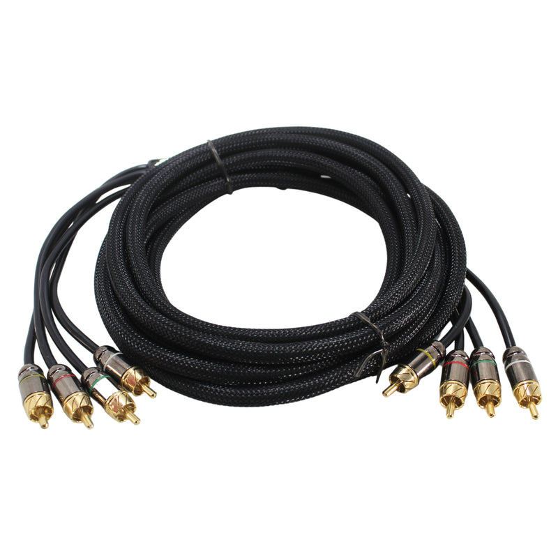 Full Tilt RCA Car Audio 12 Foot Gold Plated Color-Coded Cable 4 Channel
