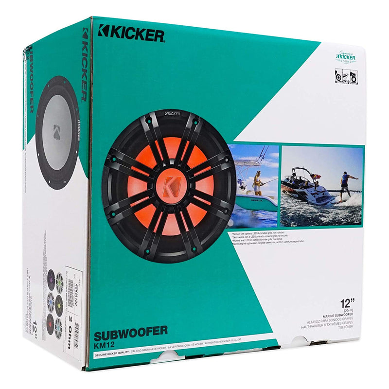 Kicker 12" Marine Powersport 4 Ohm 350 Watt Subwoofer 45KM124