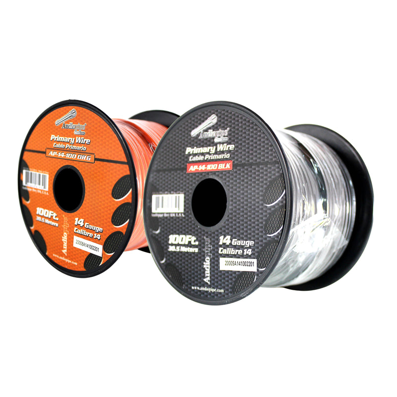 14 GA 100 FT Orange Black Stranded Spools of CCA Primary Power Ground  Wire Cable