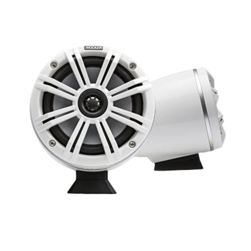 Kicker Pair of White 6.5" Flat-Surface-Mount Marine Waketower Speakers 46KMFC65W
