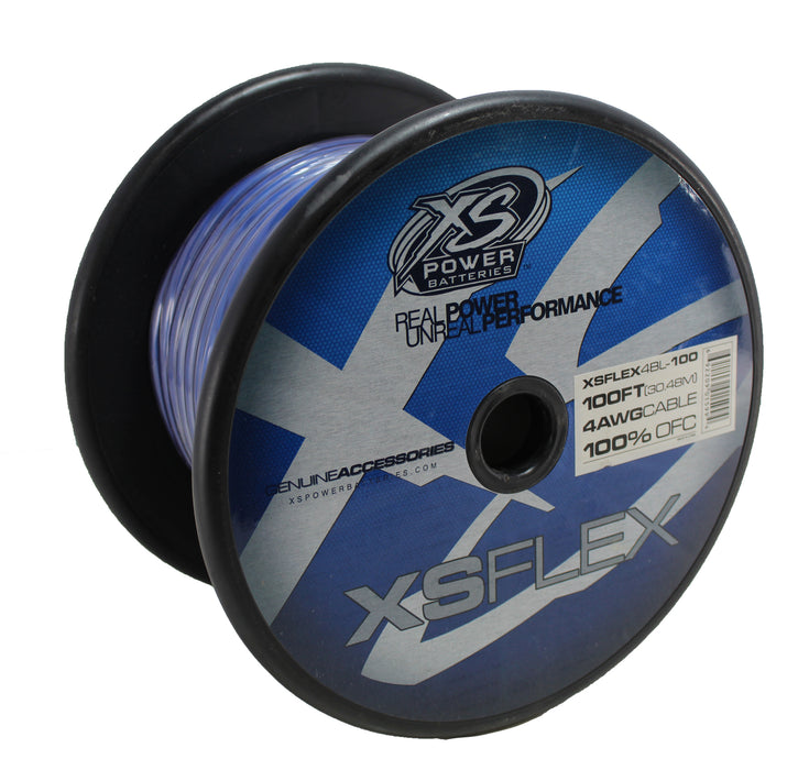 XS Power 4 AWG 100% Oxygen Free Copper XS Flex Power/Ground Wire Blue Lot