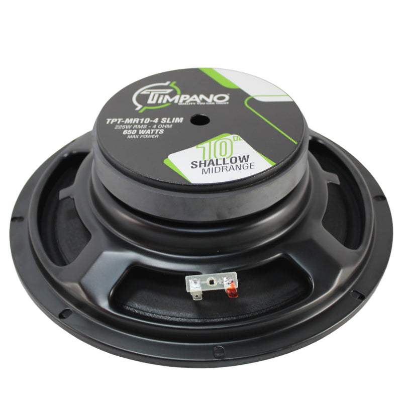 Timpano 10" Shallow Mid Range 650 Watts Max 4 Ohm Loud Speaker MR10-4-SLIM