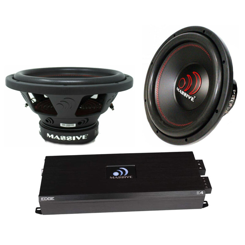 Massive Audio 2x 12" 2000W Subwoofers Dual 4 Ohm MMA124 + Monoblock Amp Package
