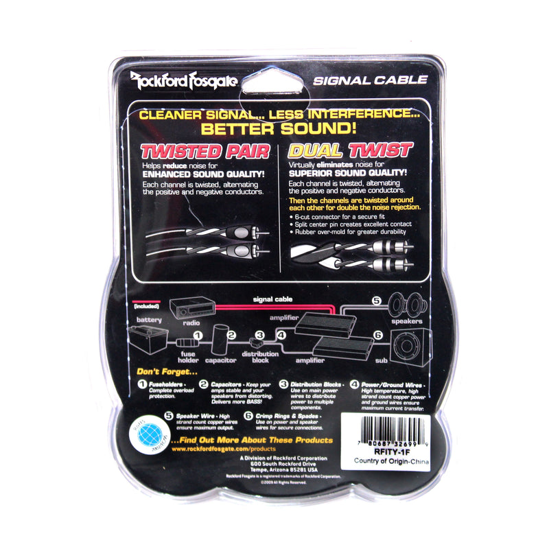 8x Rockford Fosgate Premium RCA Y-Adapter 1F To 2M Dual Twist Signal Cable