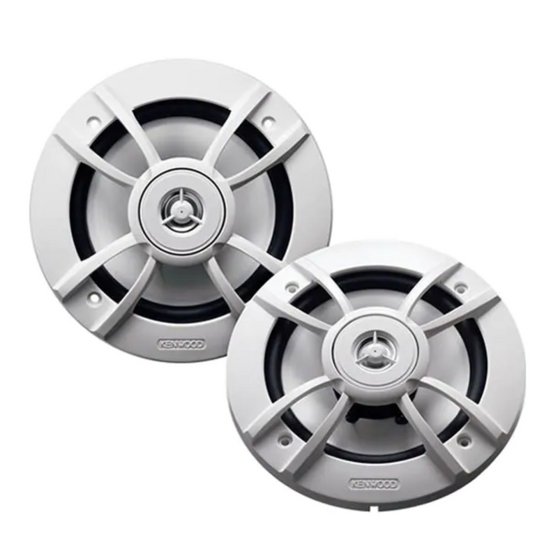 Pair of Kenwood 6.5-Inch 4-Ohm 20W RMS 2-Way Marine Speakers KFC-1633MRW