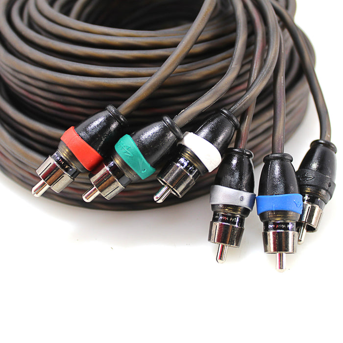 Sky High Car Audio Twisted 6-Channel Metal RCA Cable Wire 20 Feet