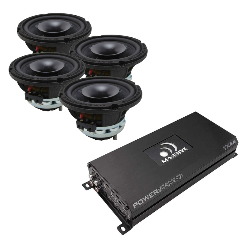 4x Galeforce 6.5" 400W Marine Speaker + Massive Audio 4 Channel 960W Amplifier