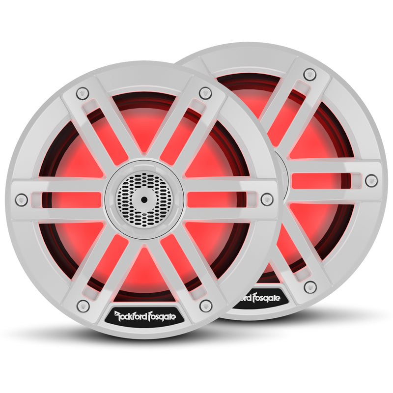 Rockford 6.5 Front Enclosures /w White RGB Marine Speakers 2018+ Polaris Ranger