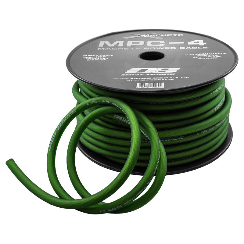 Deaf Bonce Car Audio 4 AWG OFC Power/Ground Wire Green Lot Cut By The Foot