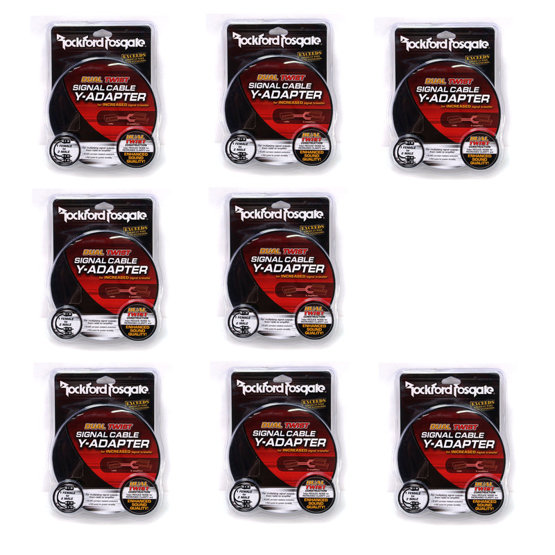 8x Rockford Fosgate Premium RCA Y-Adapter 1F To 2M Dual Twist Signal Cable
