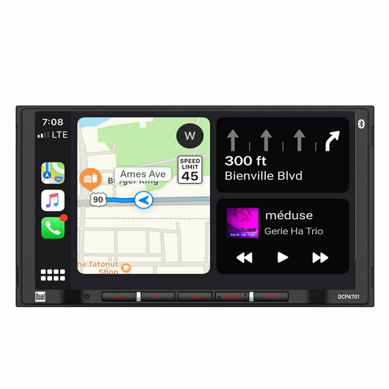Dual 7" Touchscreen 2 DIN Radio with Bluetooth, Apple CarPlay, & Android Auto