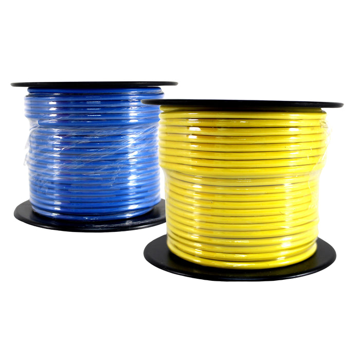Audiopipe 2 Pack of 14ga 100ft CCA Primary Ground Power Remote Wire Blue/Yellow