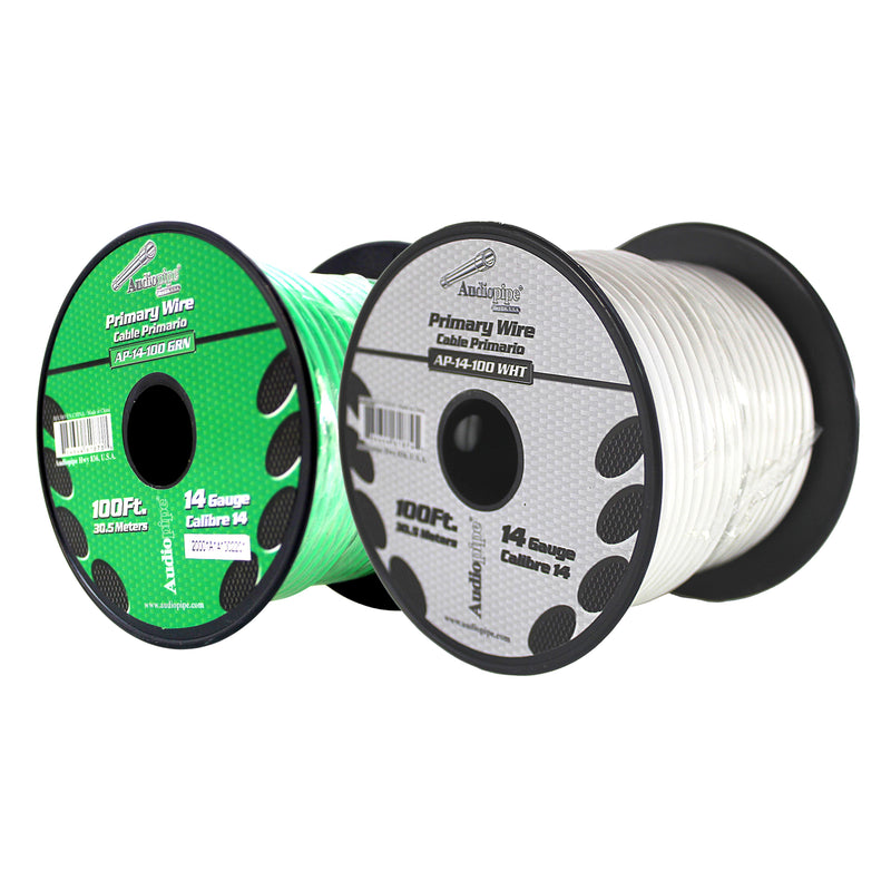 14 GA 100 FT Green White Stranded Spools of CCA Primary Power Ground  Wire Cable