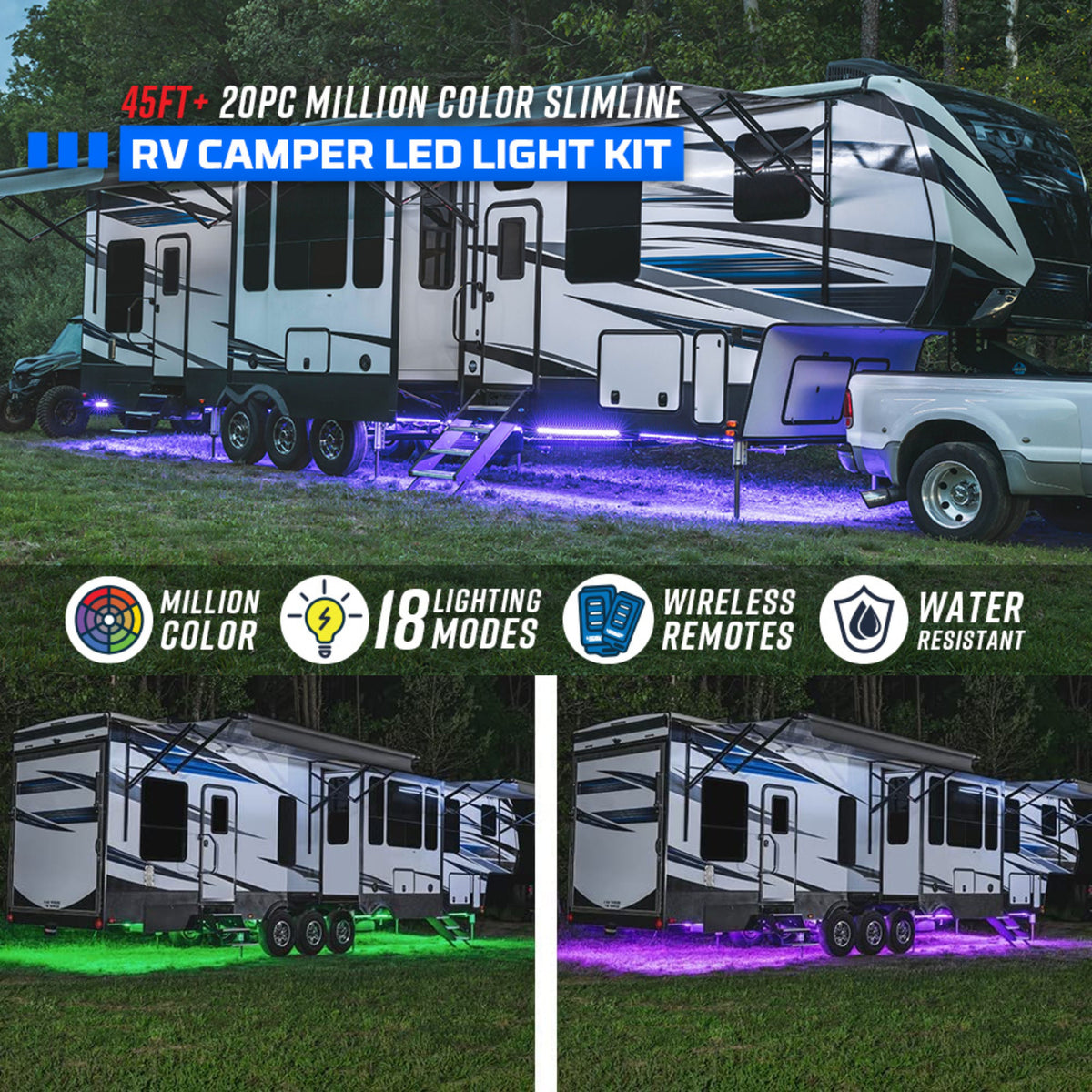 Unity Rv 45 Light LEDGlow Million Color Slimline LED Underbody Lighting Kit For 45ft+ RV ...