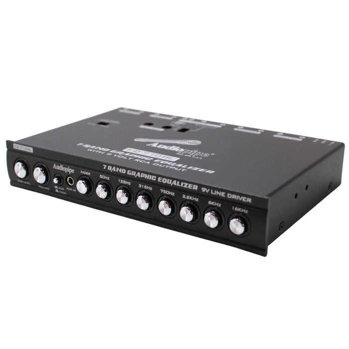 Audiopipe 7 Band 9V Half-Din Line Driver Graphic Equalizer with Hi/Lo EQ-710HL