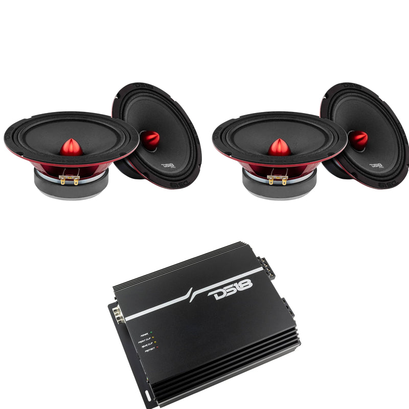 4x Pro X8.4BM Mid Range Speakers DS18 EXL 800 Watt 4 Channel Amplifier - Big Jeff Online Inc