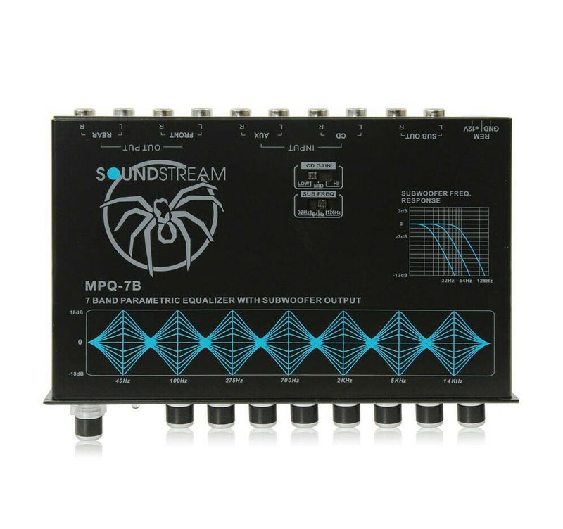 Soundstream 8 Volt 1/2 DIN Dual Channel 7-Band Equalizer MPQ-7B