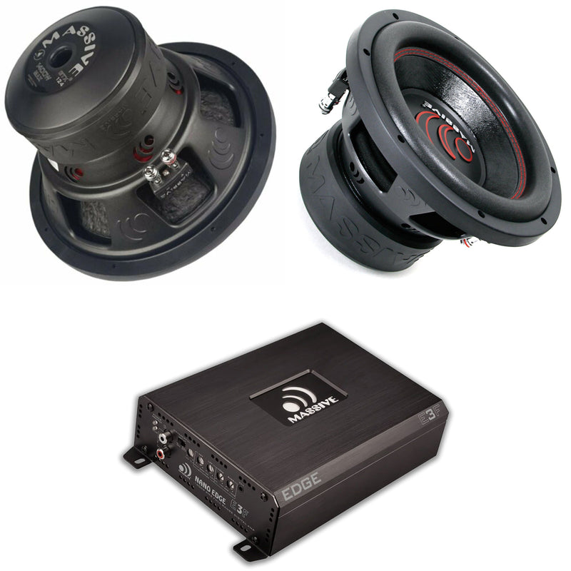 Massive Audio 2x 12" 2800W Subwoofers Dual 4 Ohm GTX124 + Monoblock Amp Package