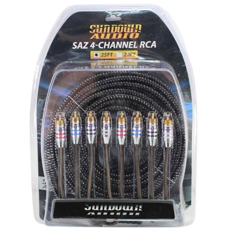Sundown Audio 4 Channel SAZ RCA Interconnect Cables 12ft - 25ft