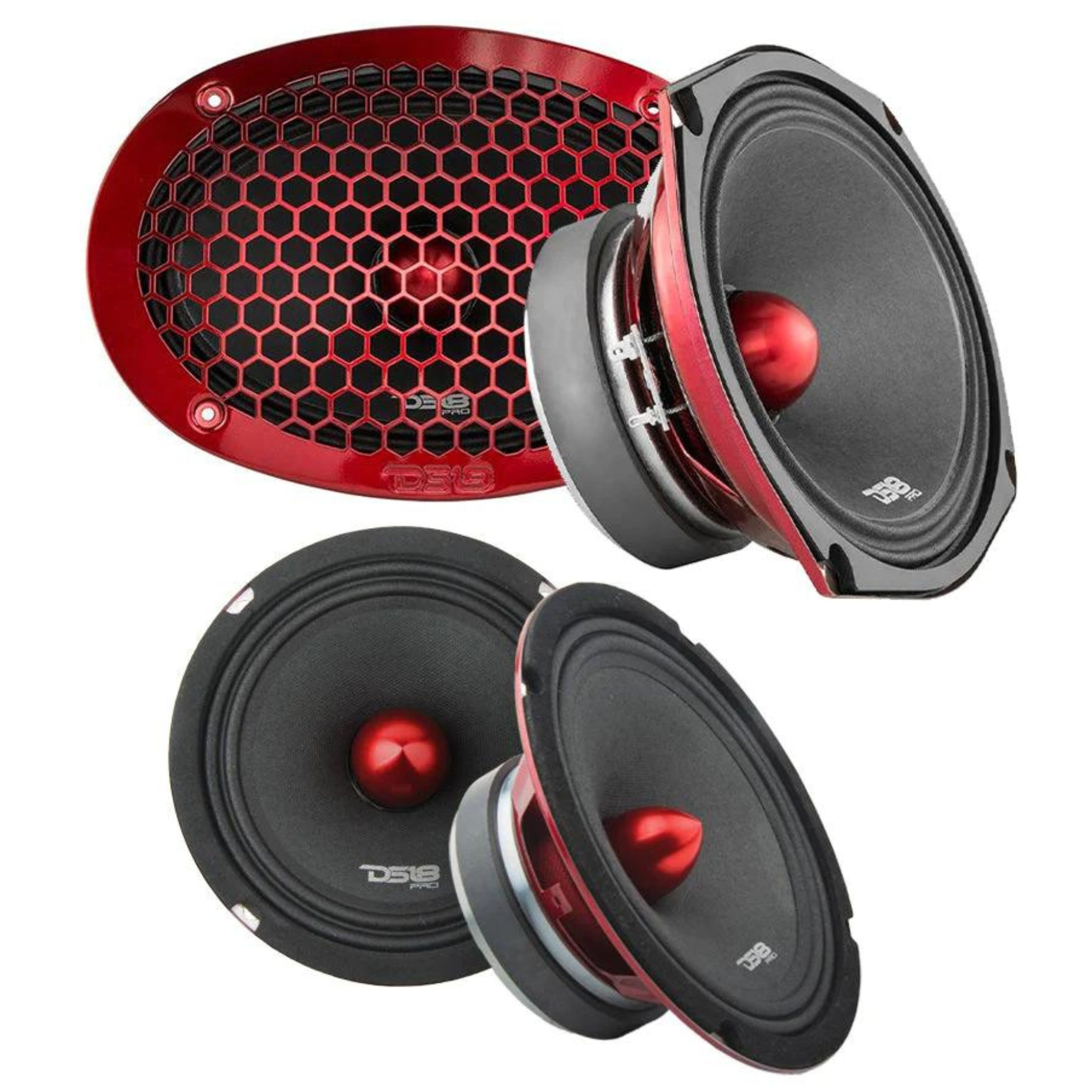 4x DS18 6x9 + 6.5" Pro Car Audio Door Speaker Combo 2300 Watt 4 Ohm ...