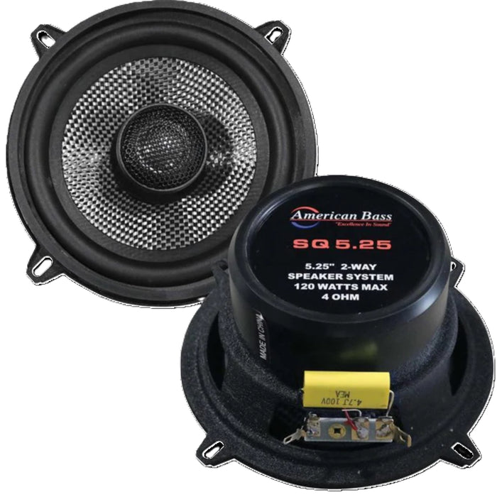 American Bass Pair of 5.25" 120 Watts 4 Ohm 2-Way Coaxial Speaker System SQ 5.25