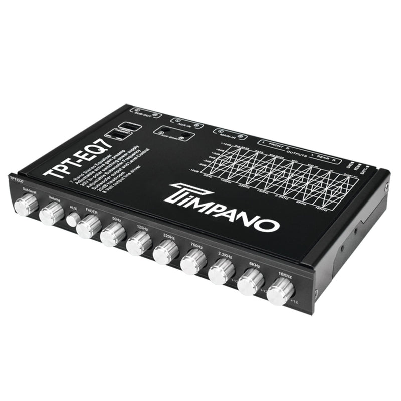 Timpano 7 Band 1/2 DIN 6-Channel 8-Volt RCA Graphic Equalizer Crossover TPT-EQ7