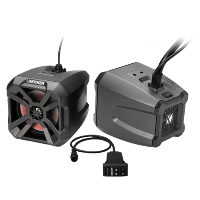 Kicker 6.5" Powered Bluetooth 75W  Speaker Power Cans W/ 150W Built-In Amplfier